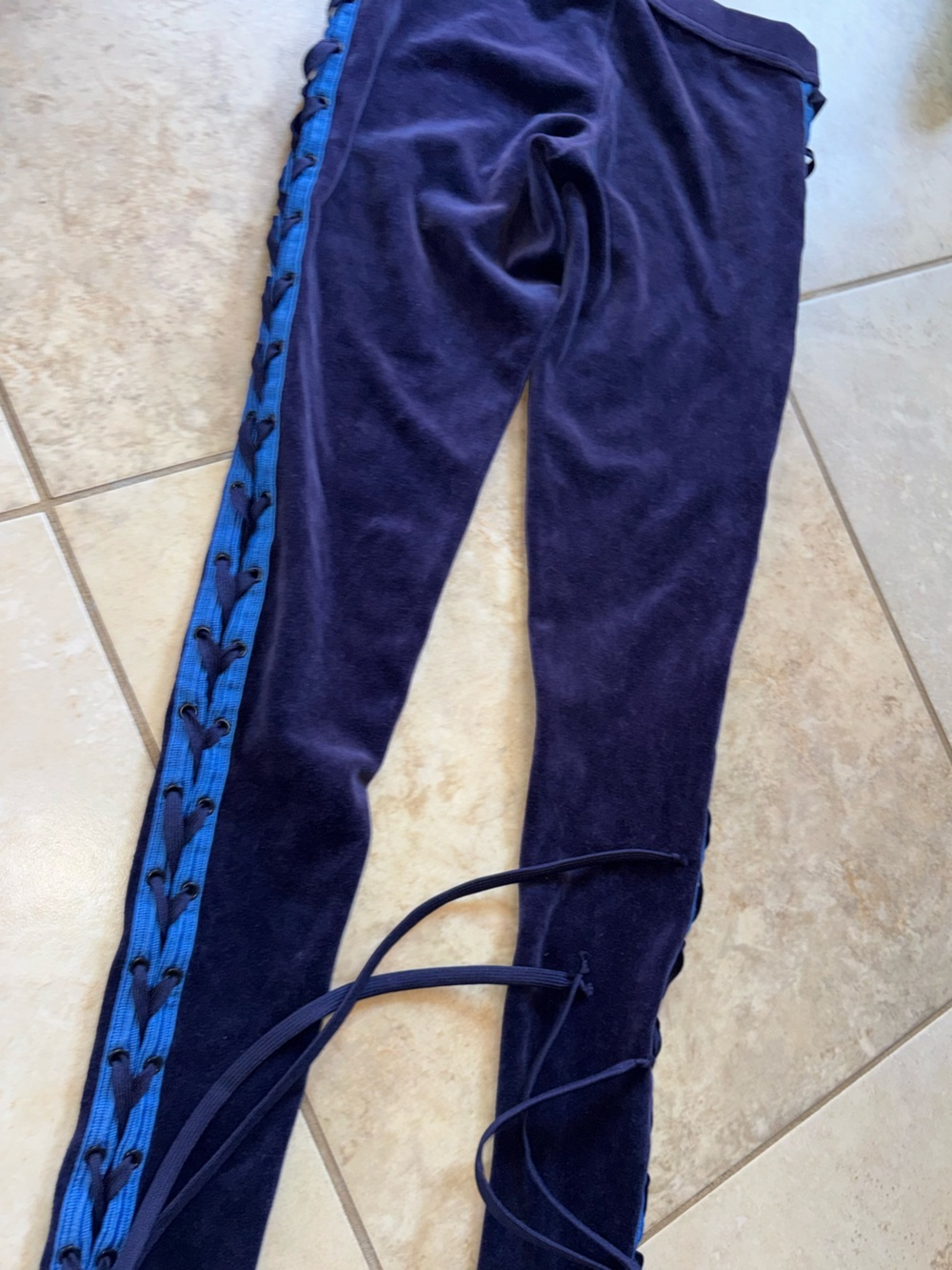 Fenty Puma Rihanna Velour Lace Up Pants Blue S NWOT - Picture 9 of 9